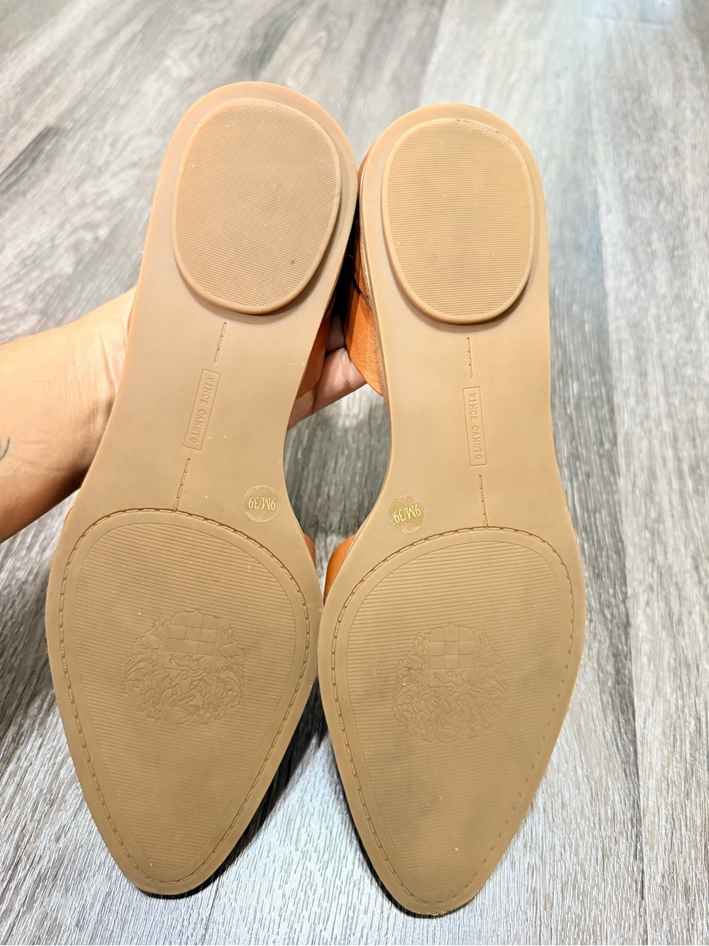 Vince Camuto Leather Woven D'Orsay Flats in Tan size 9 - Picture 6 of 7